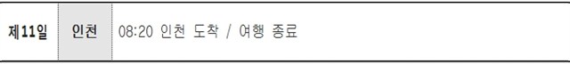 상기 일정은 항공 스케줄과 현지 사정에 따라 변동될 수 있습니다.