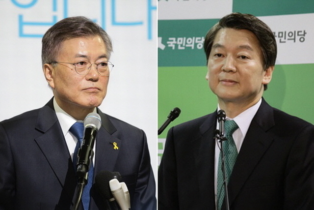 ▲ 더불어민주당 문재인 대선후보와 국민의당 안철수 대선후보. ⓒ프레시안