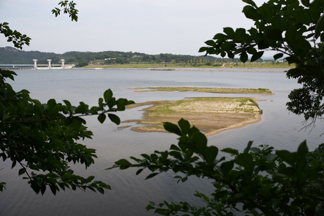 ▲ 병성천의 역행침식으로 상주보 아래 새로 생겨난 모래섬. 이곳은 과거 준설을 다 했던 곳인데, 새로운 모래섬이 탄생했다. ⓒ대구환경연합(정수근)