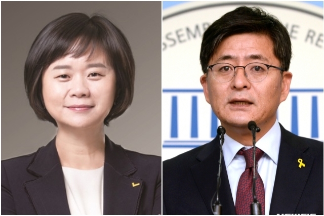▲정의당 당 대표 선거에 출마한 이정미 의원(왼쪽)과 박원석 전 의원(오른쪽). ⓒ프레시안