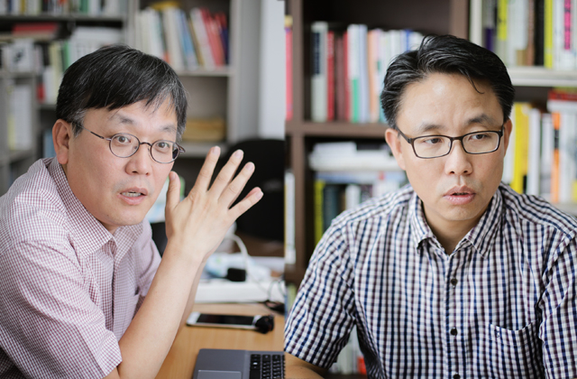 ▲장은수 편집문화실험실 대표(좌)와 이홍 한빛비즈 이사(우). ⓒ프레시안(최형락)