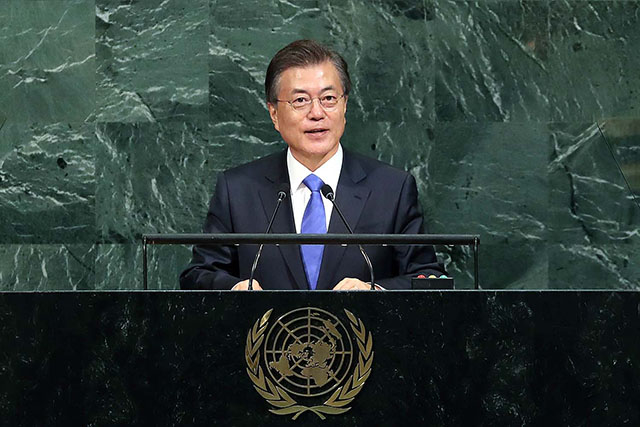 ▲ 지난 21일(현지 시각) 미국 뉴욕 유엔본부에서 연설하고 있는 문재인 대통령 ⓒ청와대