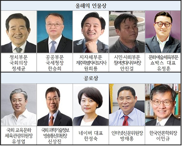 ▲ 2017 인터넷신문인의 밤 수상자 명단 ⓒ한국인터넷신문협회 제공