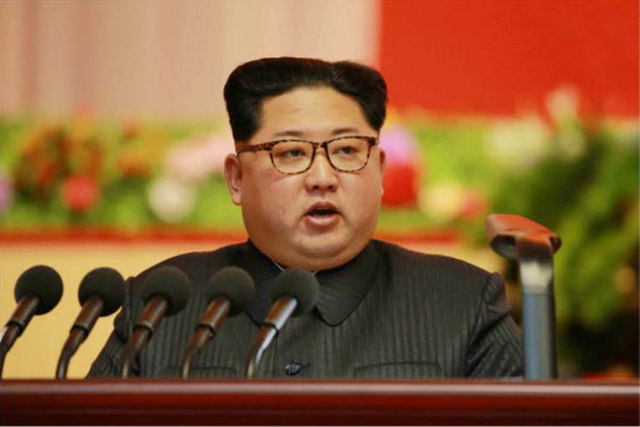 ▲ 12일 평양 4·25문화회관에서 열린 군수공업대회에서 연설하는 김정은 북한 국무위원장 ⓒ노동신문