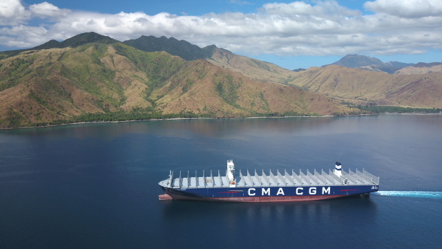 ▲ CMA-CGM 소속 생떽쥐베리호 모습. ⓒ부산항만공사