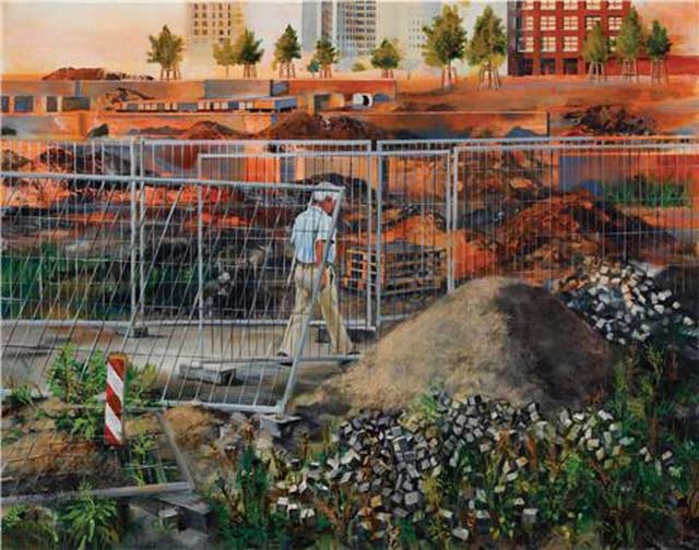 ▲ 이문주, <모래산건설>, 캔버스에아크릴, 172x344cm, 2011. 개인소장. 작품이미지작가 제공. ⓒ일민미술관