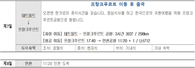 *상기 일정은 항공 스케줄과 현지사정에 따라 변동될 수 있습니다.