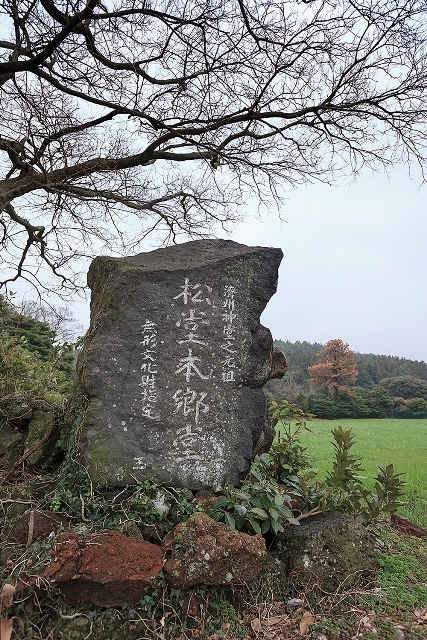 ▲송당리의 비자림로 길가에 서 있는 ‘濟州神堂之元祖 松堂本鄕堂(제주신당지원조 송당본향당)’ 표석Ⓒ정태균