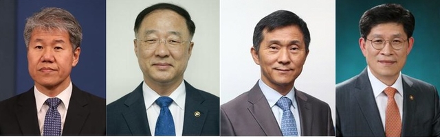 ▲ 왼쪽부터 김수현 신임 청와대 정책실장, 홍남기 기획재정부 장관 내정자, 김연명 신임 사회수석, 노형욱 국무조정실장. ⓒ청와대