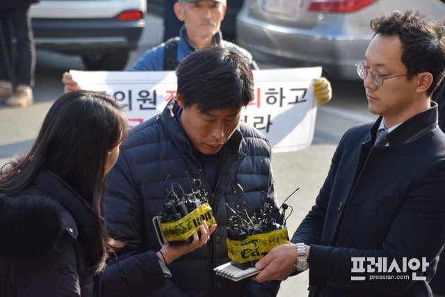 ▲경찰 출석하고 있는 박종철 예천군의원 ⓒ박종근 기자