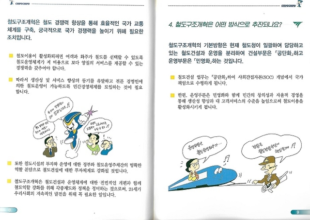 ▲ 2000년, 정부가 발간한 '철도 상하 분리' 홍보물 中