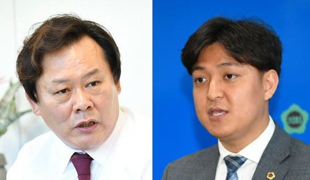▲자유한국당 예상원 도의원과 민주당 신상훈 도의원 ⓒ프레시안 이철우