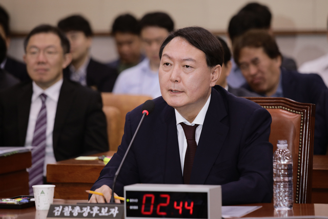 ▲윤석열 검찰총장 후보자가 8일 국회 인사청문회에서 답변하고 있다. ⓒ프레시안(최형락)