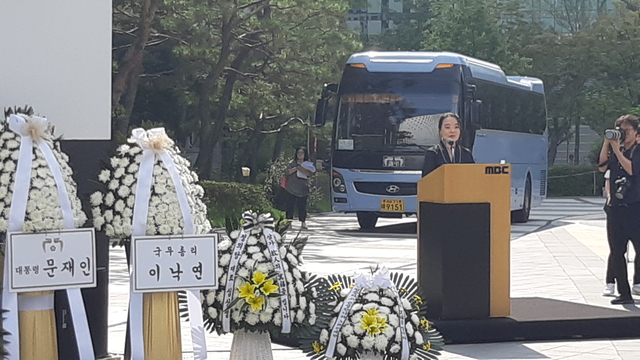 ▲故 이용마 기자의 아내 김수영 씨 ⓒ프레시안(조성은)