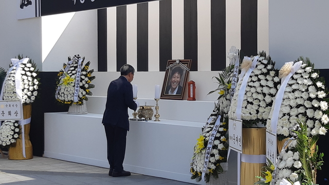 ▲23일 서울시 마포구 상암동 mbc 문화광장에서 故 이용마 기자의 시민사회장이 열렸다. ⓒ프레시안(조성은)
