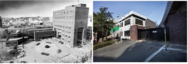 ▲ (왼쪽)서울 용산구 갈월동 전 치안본부 대공분실 모습(경향신문 1991년 1월 14일). 남영동 대공분실이라는 명칭과는 달리 주소지는 남영동이 아니라 갈월동이다. 근처에 남영역이 있어서 남영동 대공분실이라고 불렸다고 한다. (오른쪽)서울 홍제동 대공분실