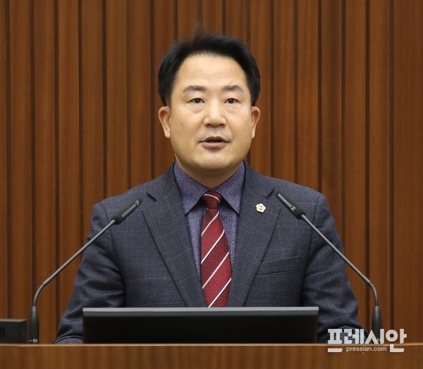 ▲상병헌 의원이 5분 자유발언을 하고 있다. ⓒ세종시의회